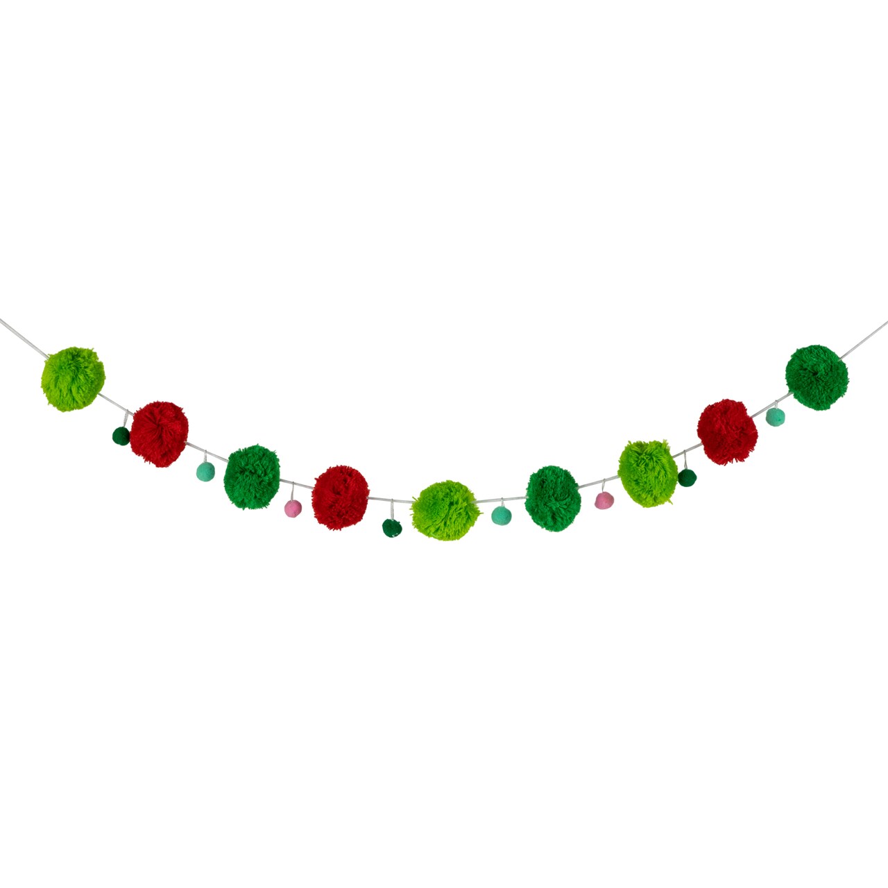 Northlight Pom Pom Christmas Garland - 4' x 2" - Green and Red - Unlit